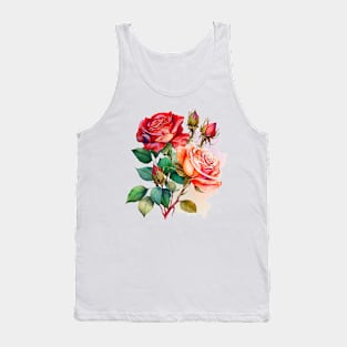 Two Watercolor Roses Tank Top